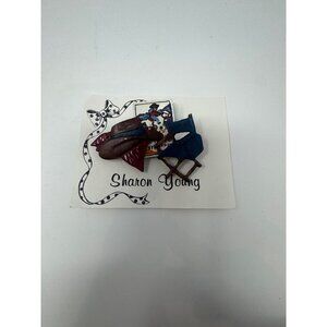 Vintage Sharon Young broach Director's chair cowboy